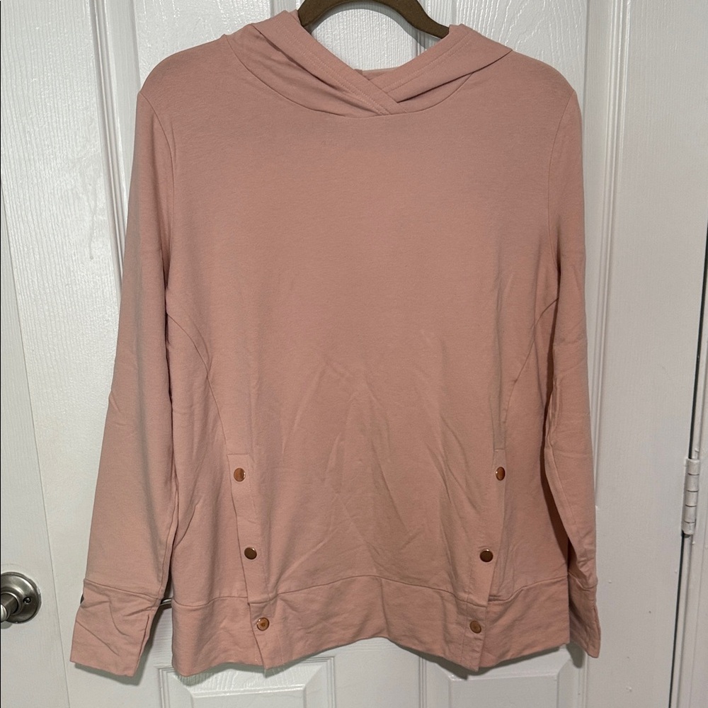 AnyBody Blush Hoodie with Button Details